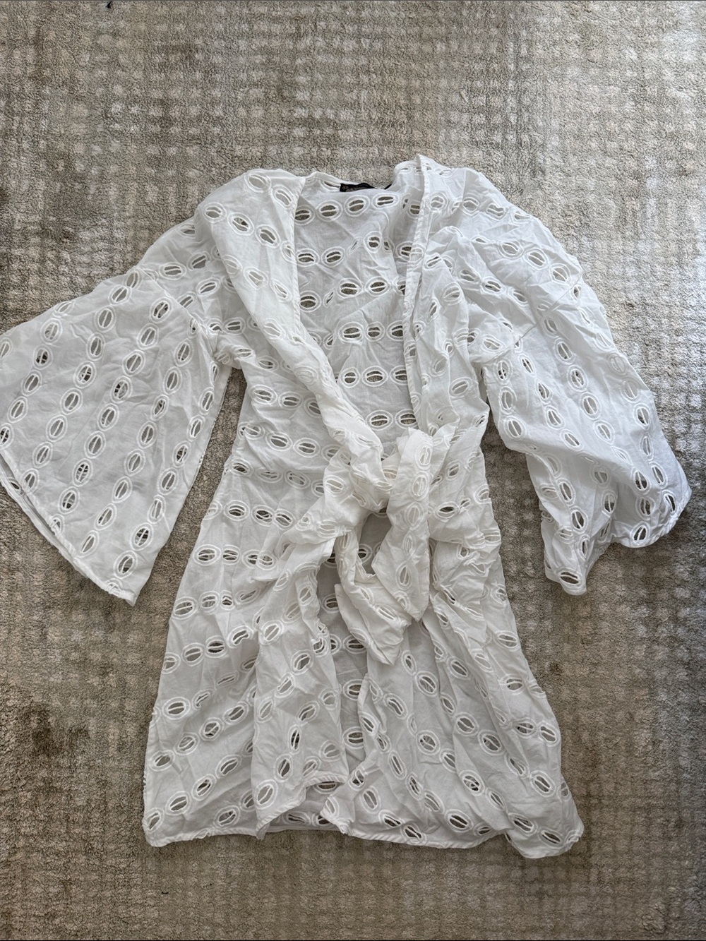 Vix White Eyelet Tie-Front Coverup